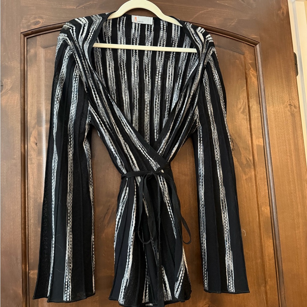Missoni Black and White Striped Knit Cardigan- gently used. Med. Lightweight